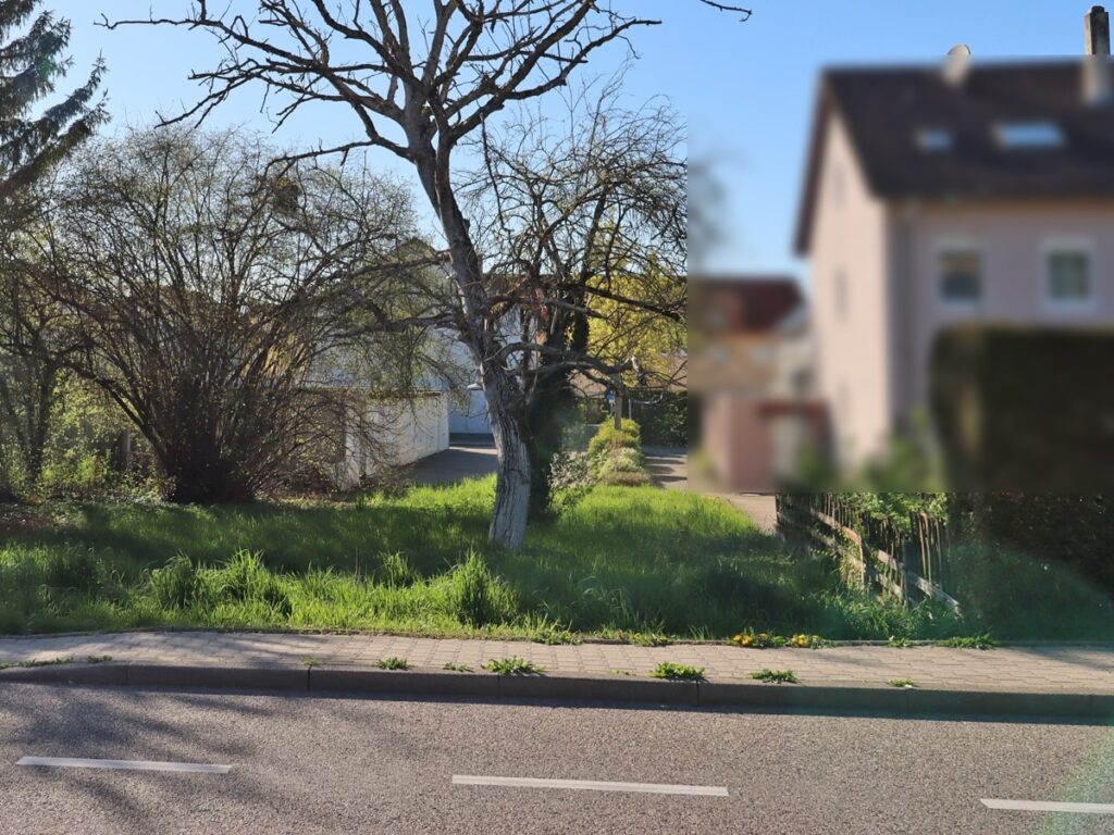 Blick auf das Baugrundstück